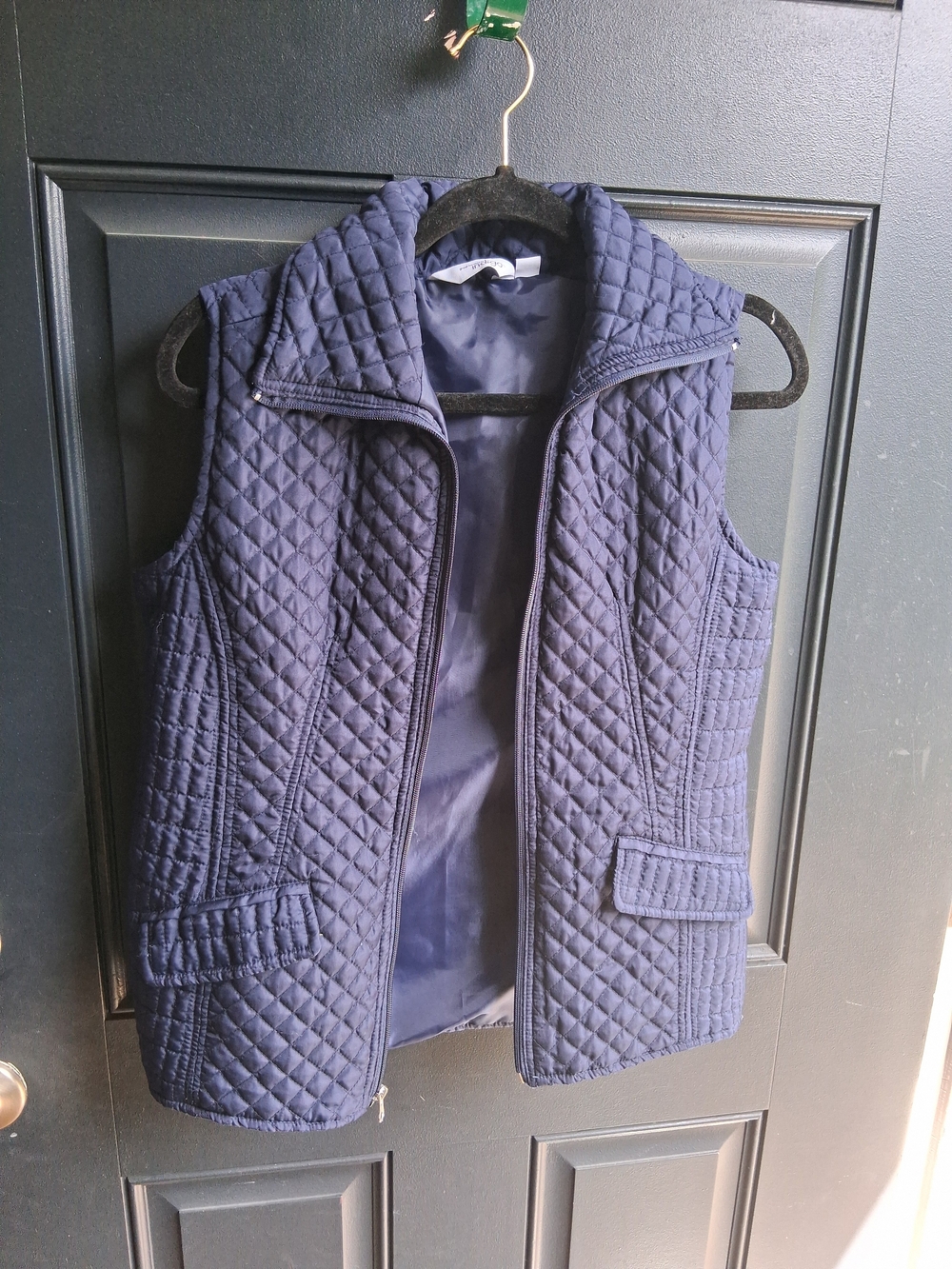 Indigo Quilted Navy Vest with Zip Front